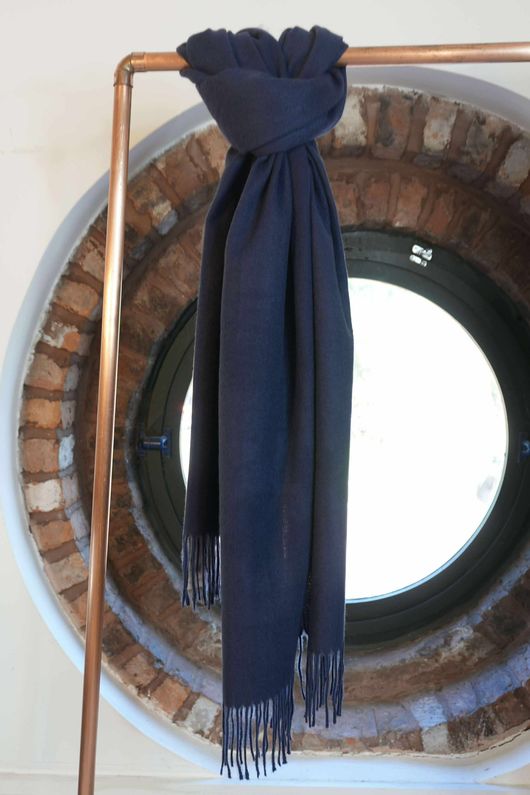 Highland Cotton Cashmere Scarf Navy /20=